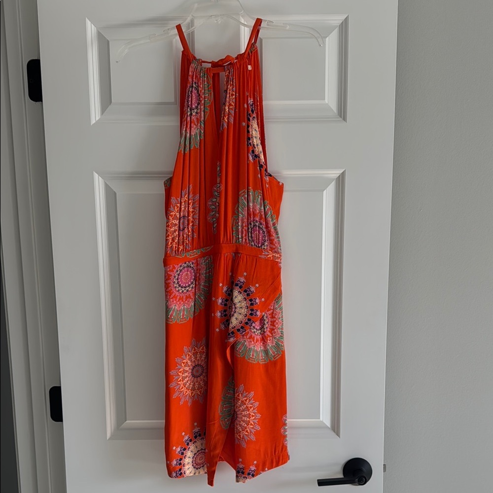Chic Anthropologie Orange Patterned Dress, Size 6